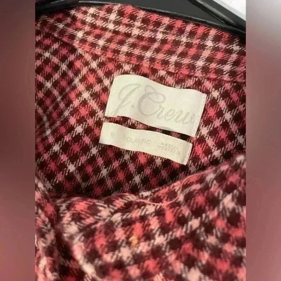 J CREW Flannel Plaid Shirt Size Small Pink Brown Button Down - Picture 3 of 6